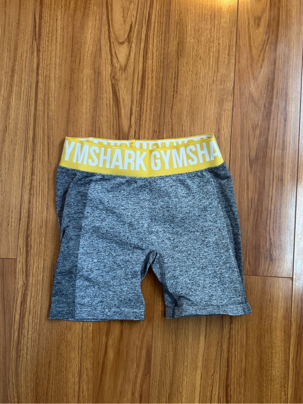 Gymshark Grey Biker Shorts with Yellow Waistband Size S